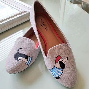 TALBOTS Dachshund Weiner Felt Flats 8M NEW